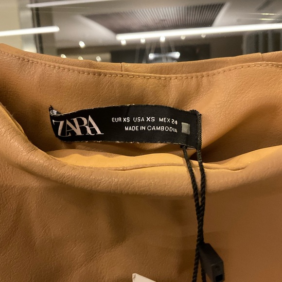 NWT ZARA Mini Skirt Skort Sarong True Wrap Trim Faux Leather Slit Petite - Picture 9 of 11